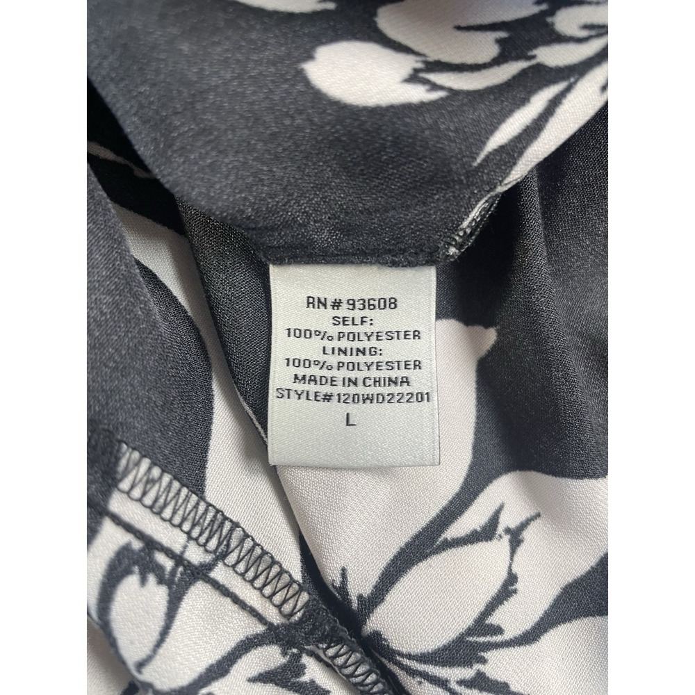 Willow Black/Grey Floral V-Back Ruffled Sleeveless Midi Sun Dress SZ Lg - Picture 11 of 14
